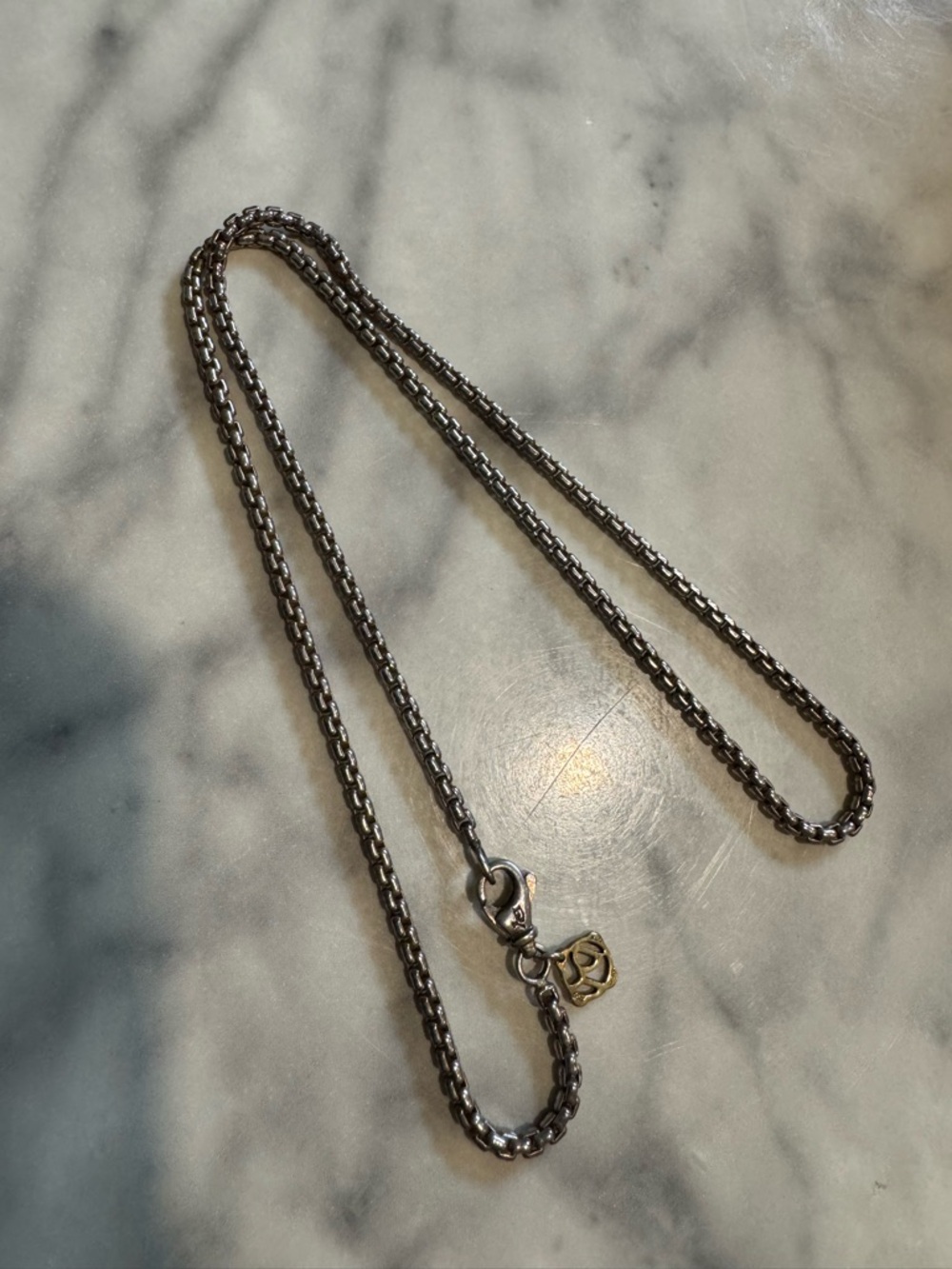 David Yurman Silver Chain Necklace with Gold Accent Charm - Picture 2 of 4